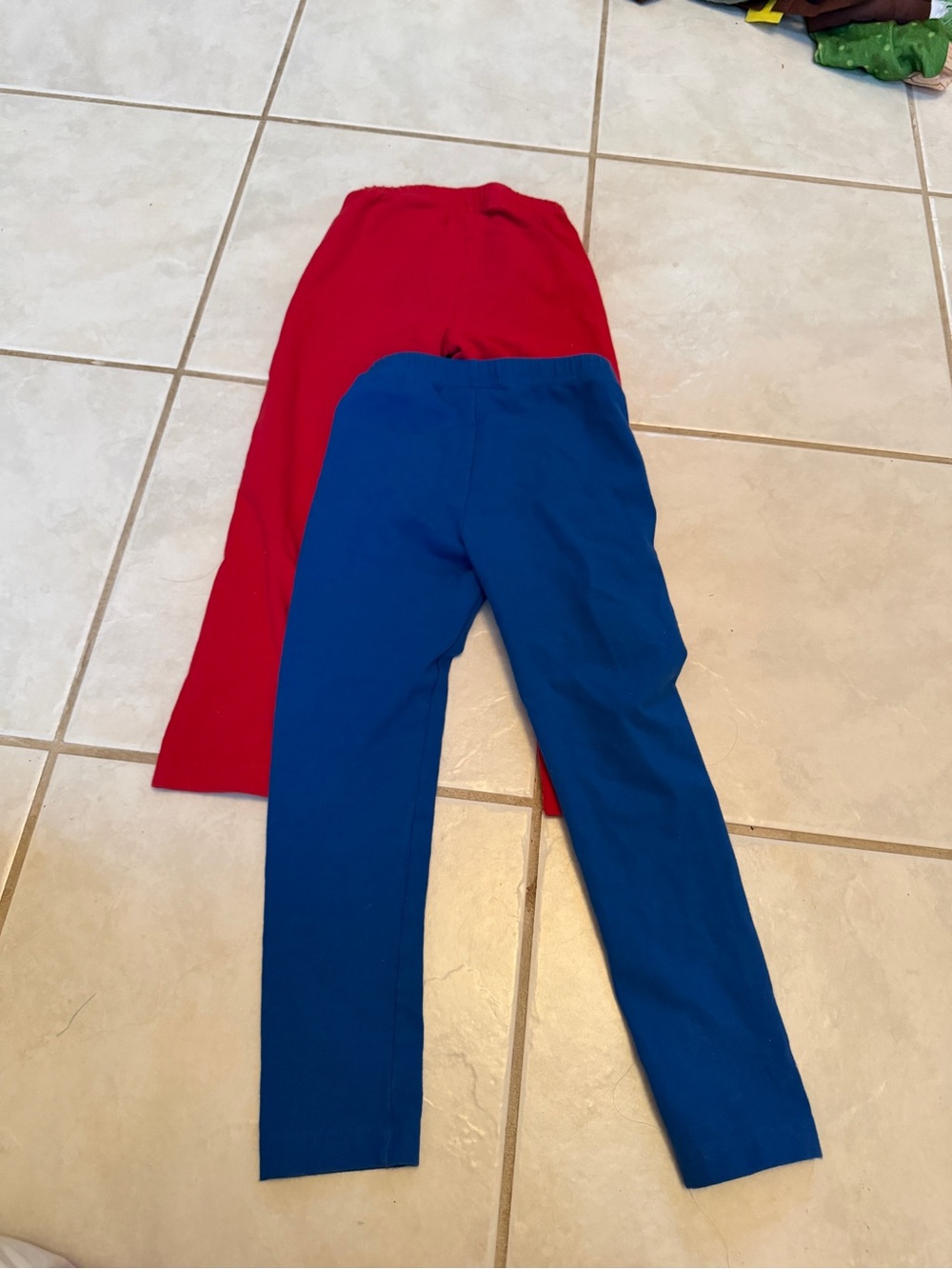 Hanna Andersson Blue and Red Kids Cotton Stretch Leggings Duo